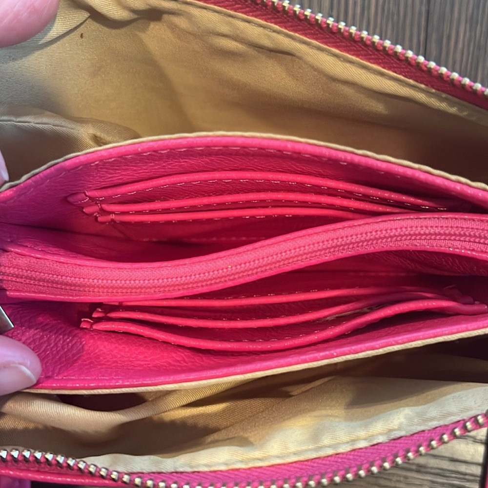 Hot Pink Pebbled Vegan Leather Crossbody Clutch Handbag - Picture 5 of 16